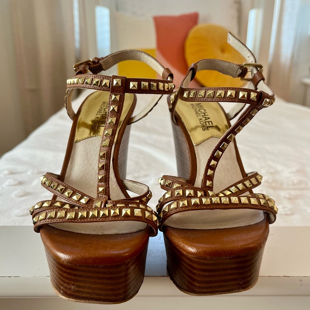 Michael Kors Studded Wooden Wedges